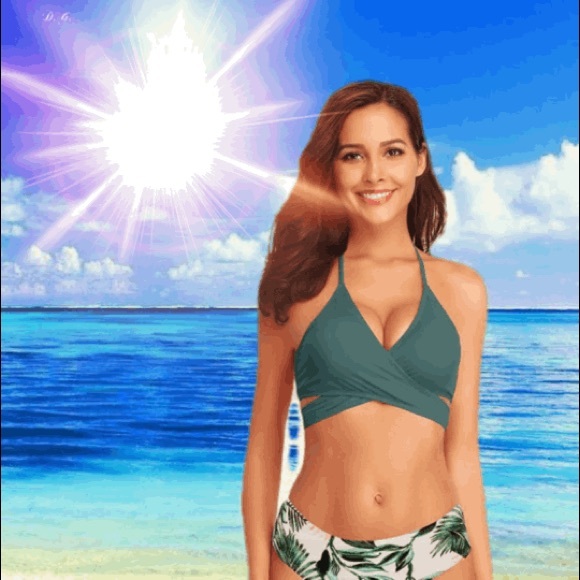 Tropical Palm Wrap Bikini Set, S - NWT - Picture 3 of 10